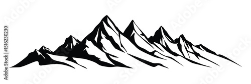 Silhouette mountain range isolated on white background, vector design
