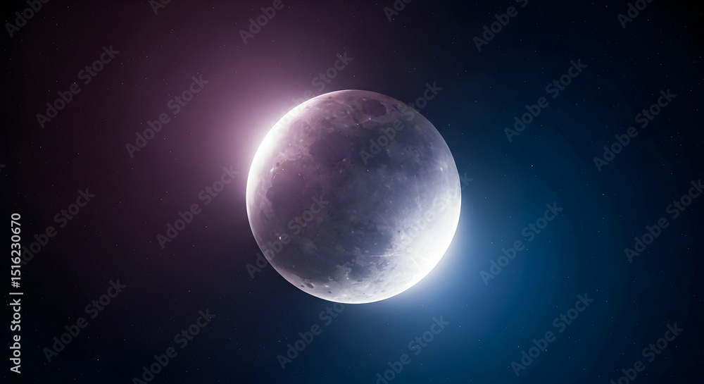 Obraz premium Enigmatic Crescent In Cosmic Backdrop Sparkling Of Celestial Radiance