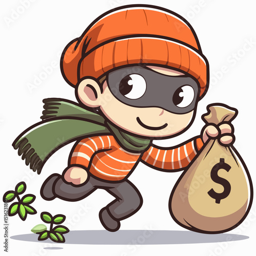 cartoon vector illustration of a thief or robber