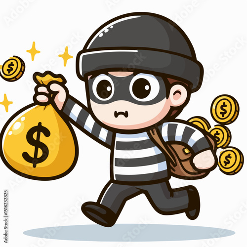 cartoon vector illustration of a thief or robber