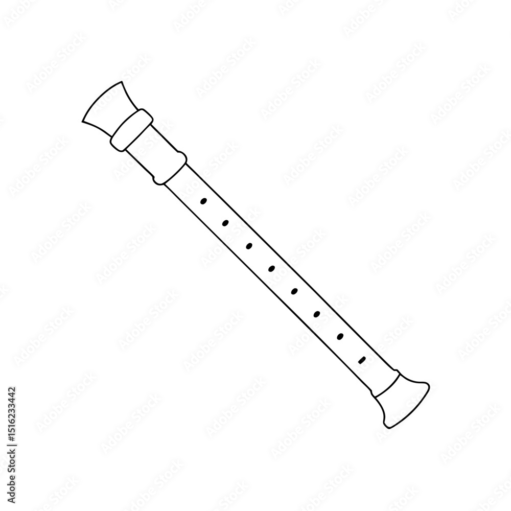 Toy Recorder Flute on White Background Kids Musical Toy Toy Recorder Flute on White Background Kids Musical Toy