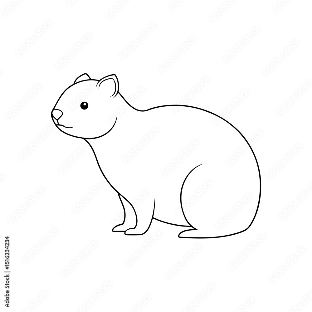 Obraz premium Southern Tree Hyrax on White Background Small Mammal Illustration