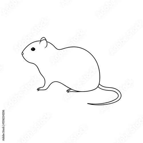 Transcaspian Vole on White Background Small Rodent Illustration