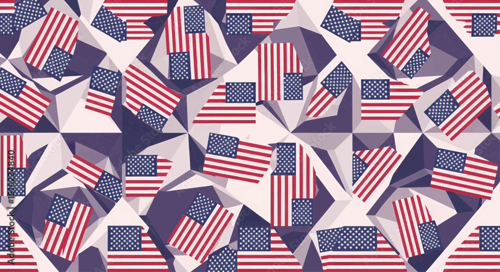 Abstract American Flag Mosaic Patriotic Geometric Design Abstract American Flag Mosaic Patriotic Geometric Design
