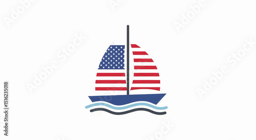 American Sailing Yacht A Patriotically Designed Sailboat Graphic