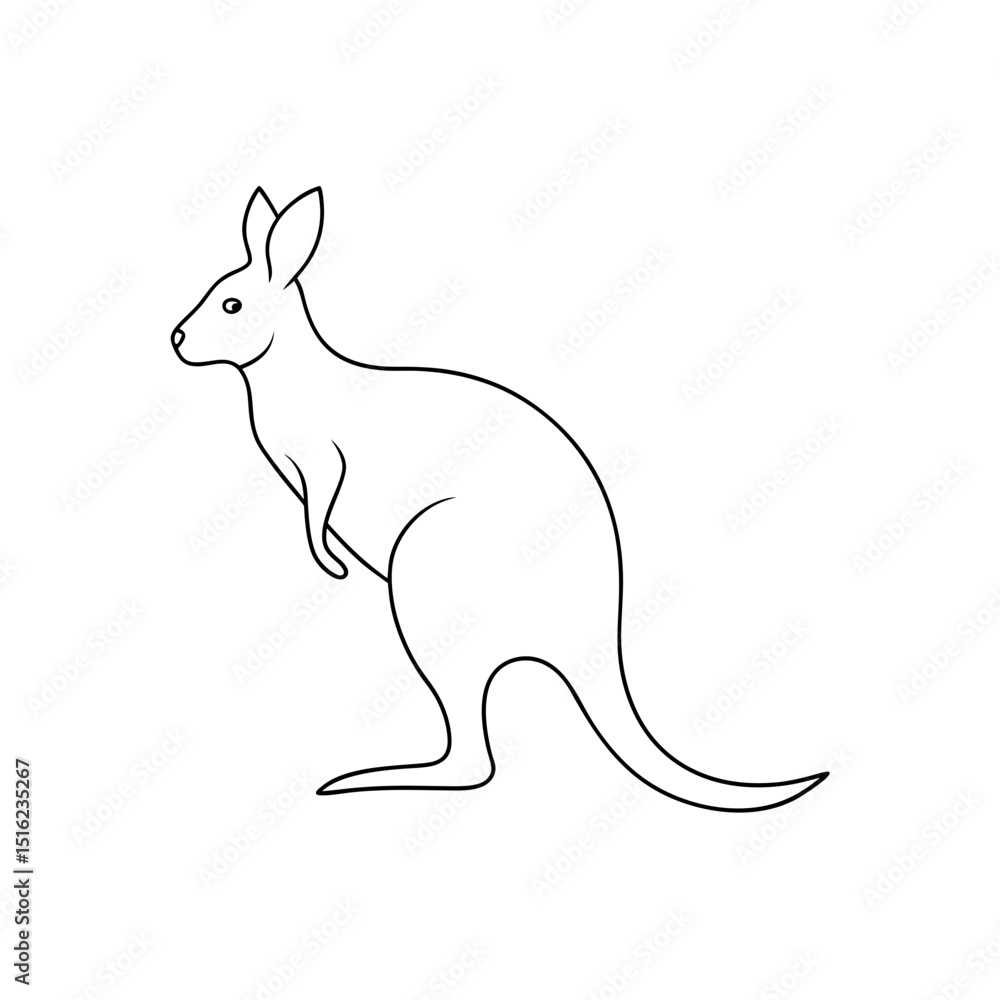 Obraz premium Wallaby on White Background: Australian Marsupial Illustration