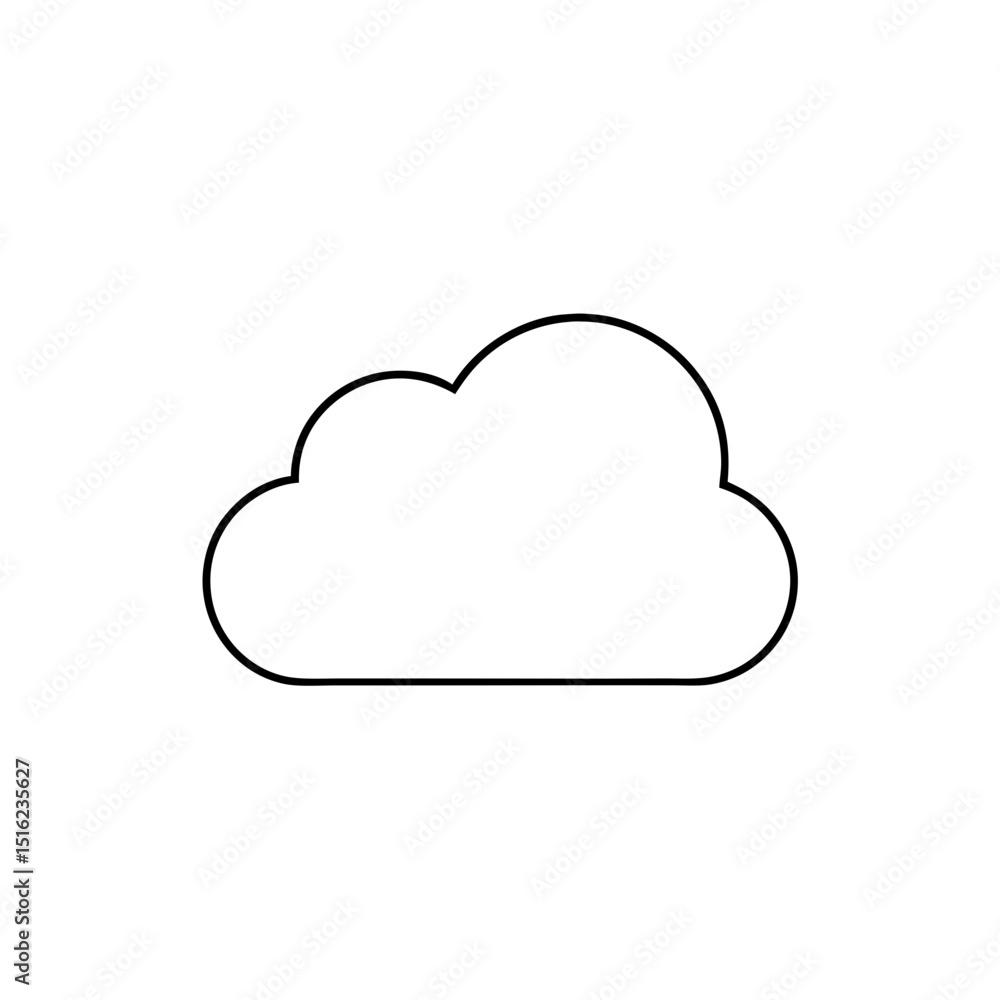 Cloudy Weather Icon on White Background: Overcast Sky Symbol Cloudy Weather Icon on White Background: Overcast Sky Symbol