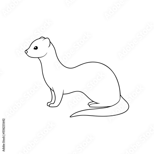 Least Weasel on White Background: Small Carnivore Illustration