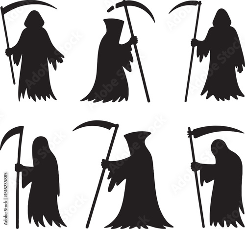 Grim reaper silhouettes collection halloween spooky death