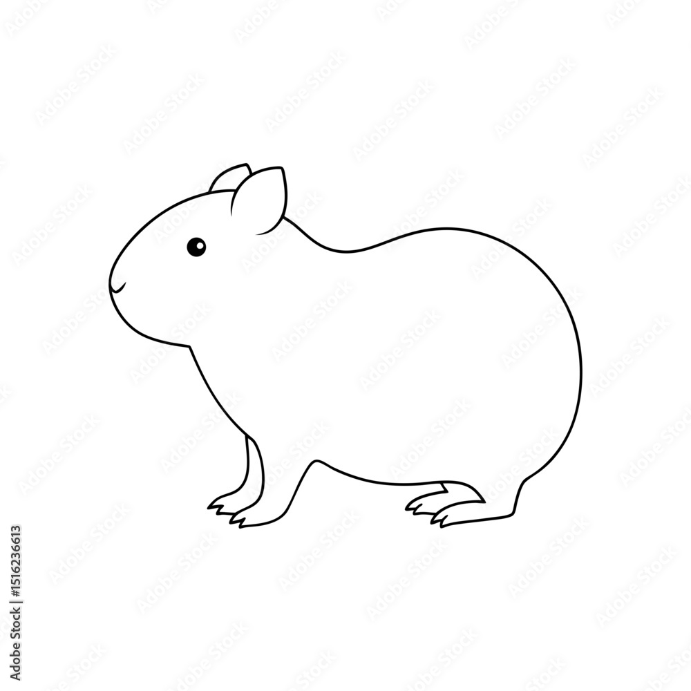 Yellow-Toothed Cavy on White Background: Cute Rodent Illustration Yellow-Toothed Cavy on White Background: Cute Rodent Illustration
