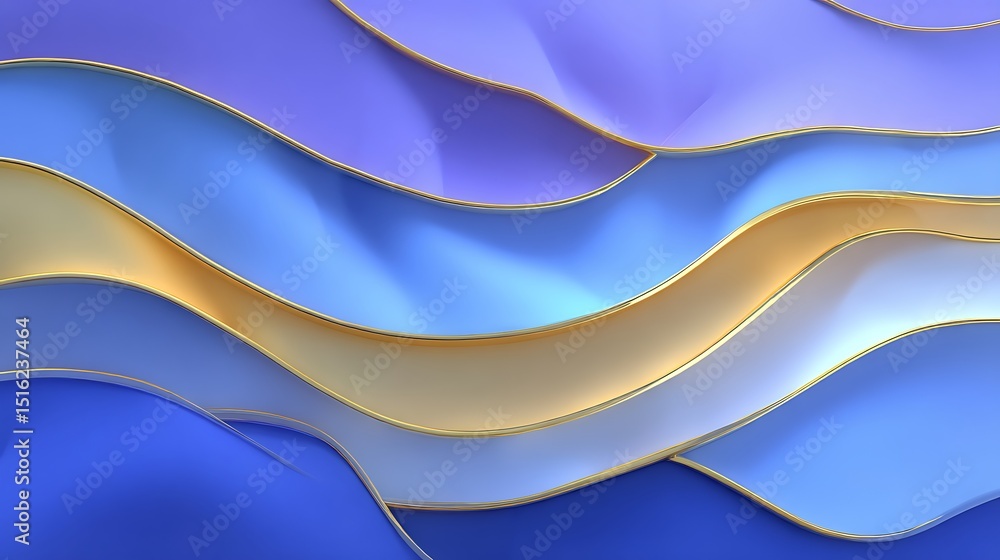 Fototapeta premium Abstract Blue Gold Wave Pattern.