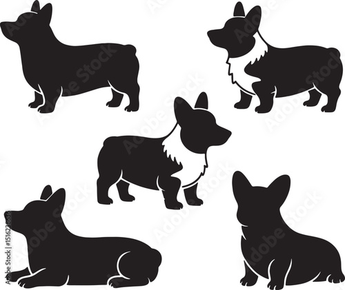 Adorable cardigan welsh corgi silhouettes collection