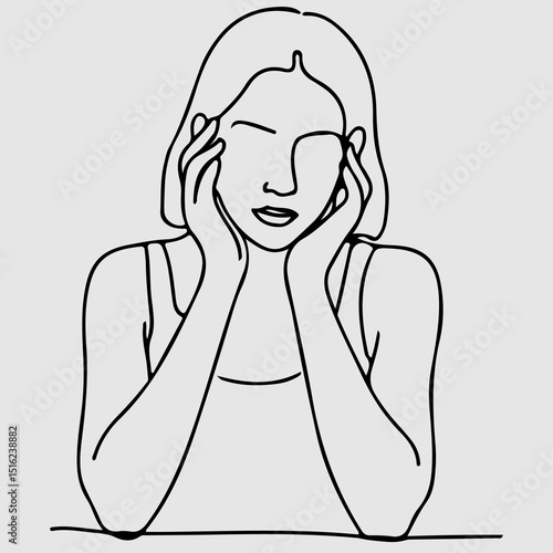 One Line Art Women, Woman beauty fashion concept