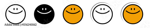 Conjunto de iconos de caritas felices. Alegría, emoción positiva, bienestar emocional, actitud optimista. Ilustración vectorial