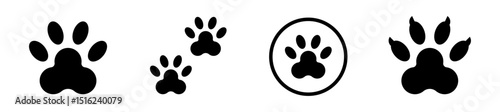 Conjunto de iconos de huella de animal. rastro salvaje, presencia animal. Mamífero. Ilustración vectorial