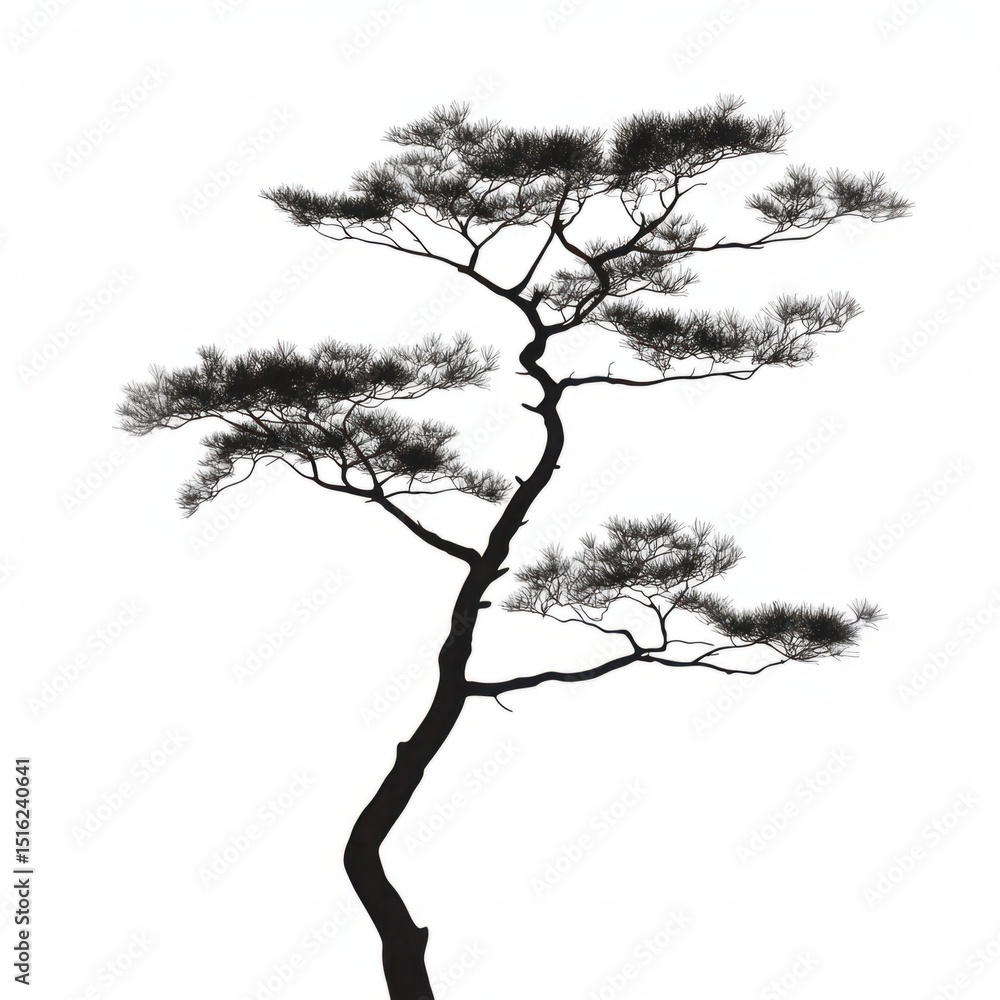 Fototapeta premium Pine Tree silhouette tree illustration.