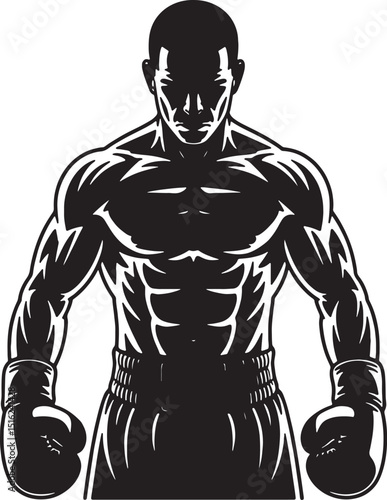 Powerful boxer ready to fight strong athlete