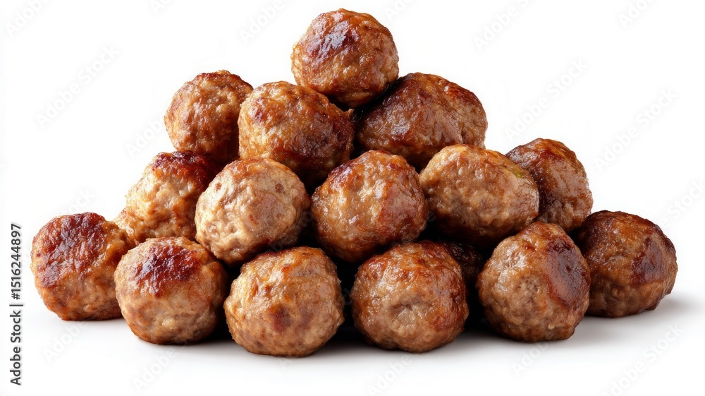 Pyramid of meatballs on white background. Neural network AI generated Pyramid of meatballs on white background. Neural network AI generated