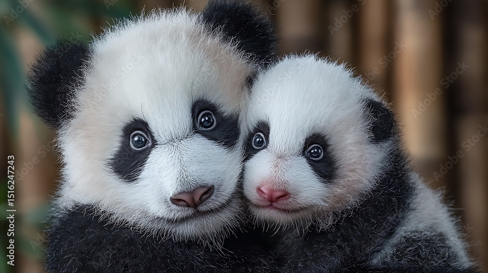 Fototapeta premium Adorable Panda Cubs China Zoo Wildlife.