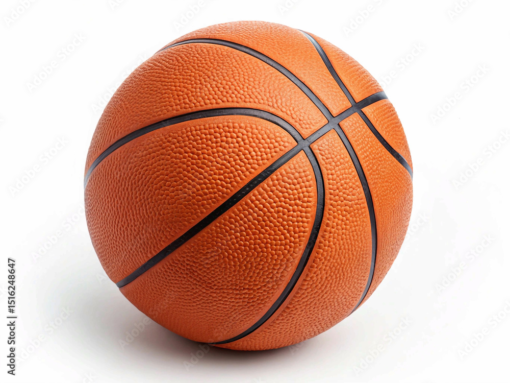Fototapeta premium Classic orange basketball with distinctive black lines, highlighted against a bright, minimalist backdrop