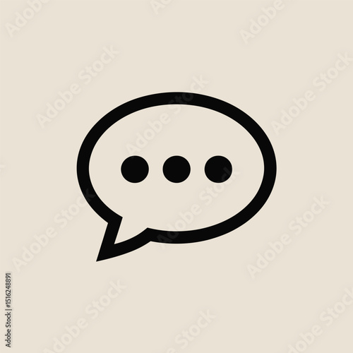 Black Chat Bubble with Ellipsis Icon Representing Typing Indicator, Messaging, and Online Communication