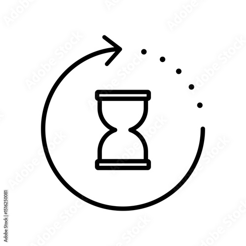 Anti aging hourglass icon. Simple outline style. Waiting slow time, anti old, clock, sandglass with round arrow, timer concept. Thin line symbol. Vector illustration isolated. Editable stroke.