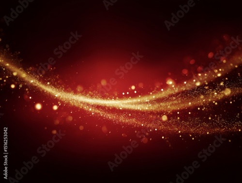 Golden Sparkle Wave on Deep Red Backdrop, Abstract, Glitter