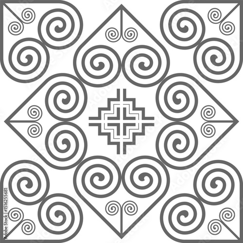 Seamless black Hmong pattern