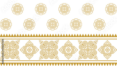 Seamless golden Hmong pattern