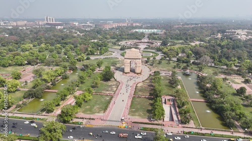 An Aerial shot of India Gate at New Delhi in India
