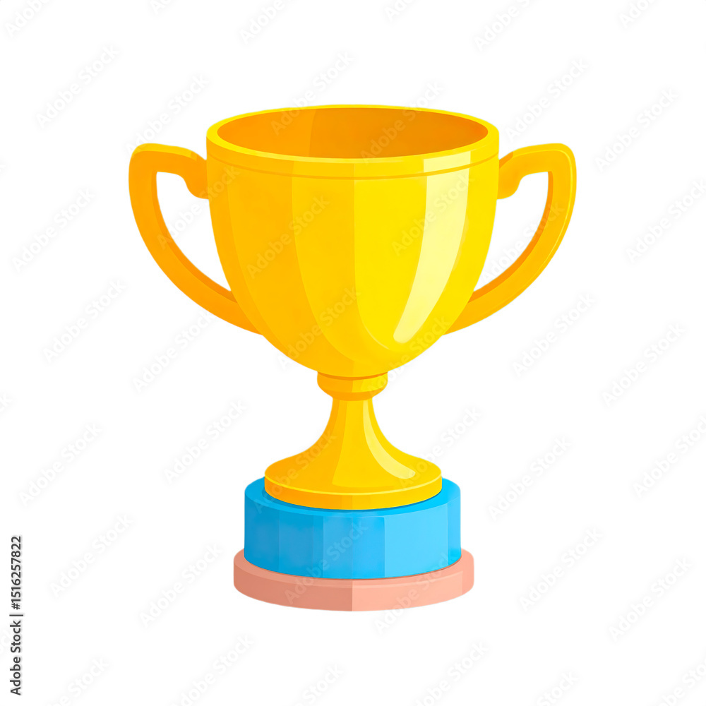 3d render of cartoon trophy icon, pastel palette, Isolated on transparent background 3d render of cartoon trophy icon, pastel palette, Isolated on transparent background