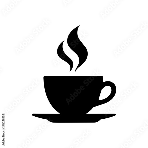 Steaming Silhouette: A minimalist, high-contrast representation of a coffee cup. It exudes a sense of warmth and simplicity, capturing the essence of a classic beverage.