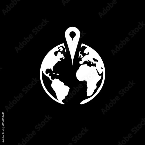 World Location: A striking illustration featuring a globe with a location pin, set against a dark backdrop. This image is ideal for representing international reach, destination, or global business.