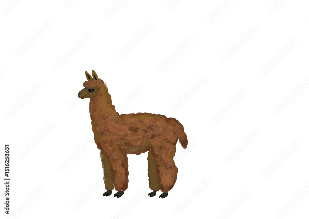 Fototapeta premium Animals Alpaca hand-drawn digital Illustration