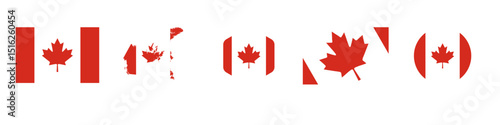 Canada flag stickers icon set