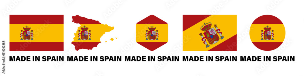 Obraz premium Made in Spain flag stickers icon set