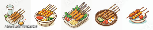 set of delicious satay vectors