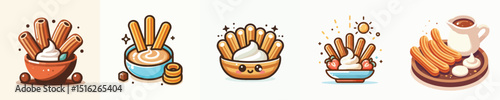 set of churros vector dish