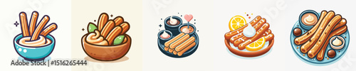 set of churros vector dish