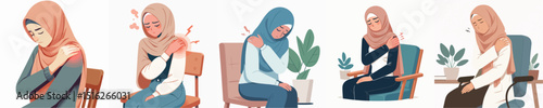 hijab woman vector shoulder pain