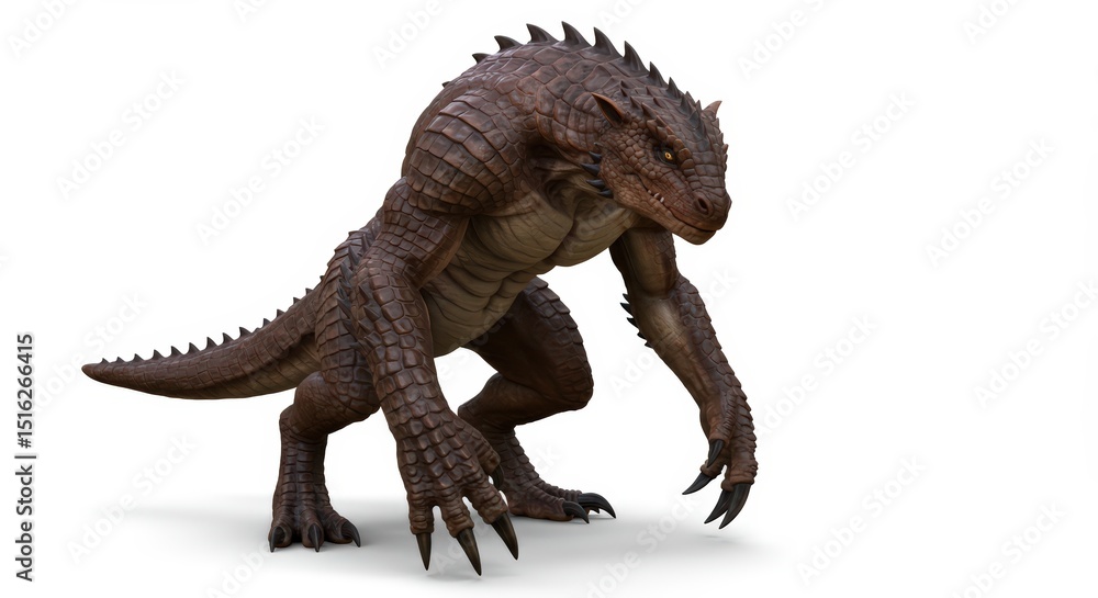 Fototapeta premium Brown Fantasy Reptile Creature: 3D Render