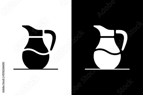 Water Pitcher Silhouette Vector Icon in Black and White for Kitchen Designs.
