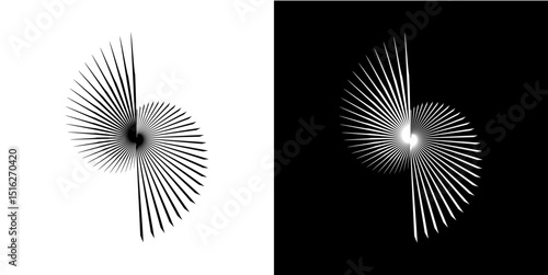 Dynamic abstract spiral sound wave rhythm lines. Circular spiral sound wave rhythm of lines. Circular futuristic abstract lines, black and white background.	

