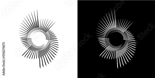 Dynamic abstract spiral sound wave rhythm lines. Circular spiral sound wave rhythm of lines. Circular futuristic abstract lines, black and white background.	
