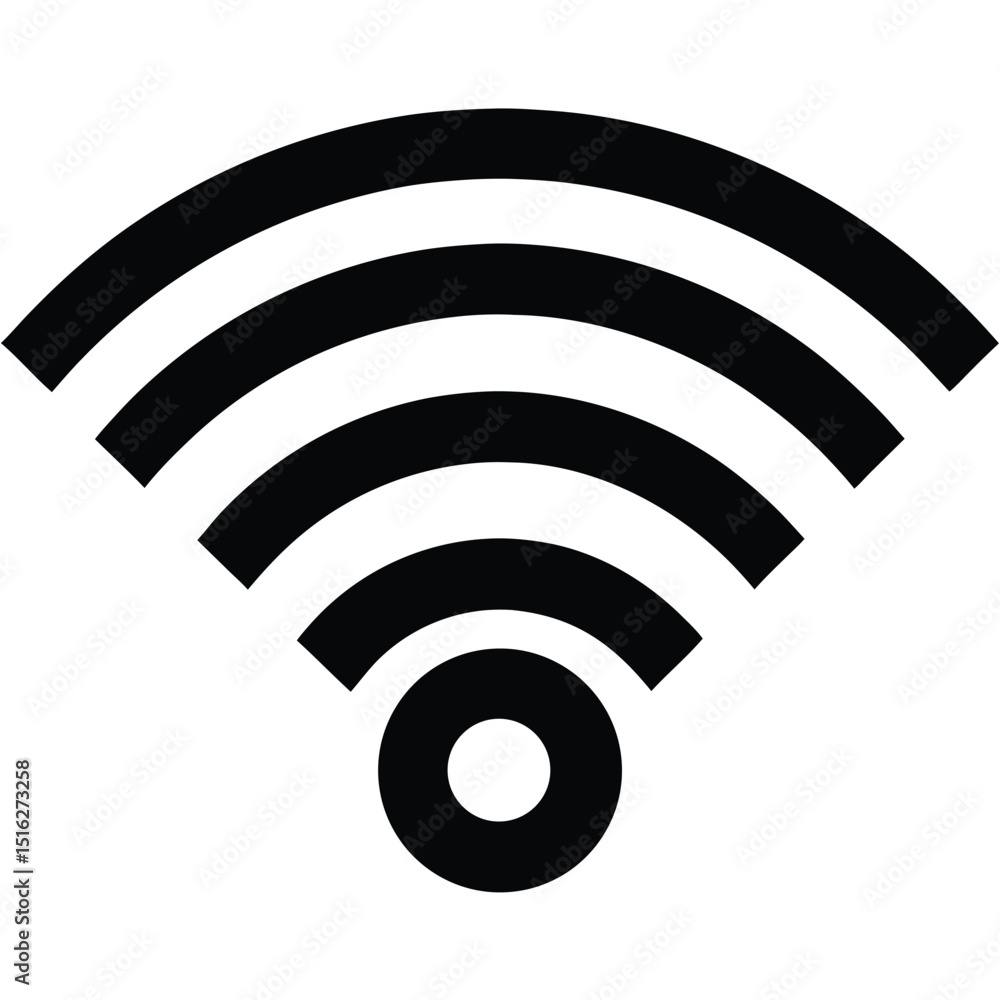 Black WiFi Symbol Connectivity Icon with Three Arcs Above a Circle Black WiFi Symbol Connectivity Icon with Three Arcs Above a Circle