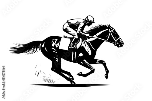 Galloping Horse and Jockey Silhouette
