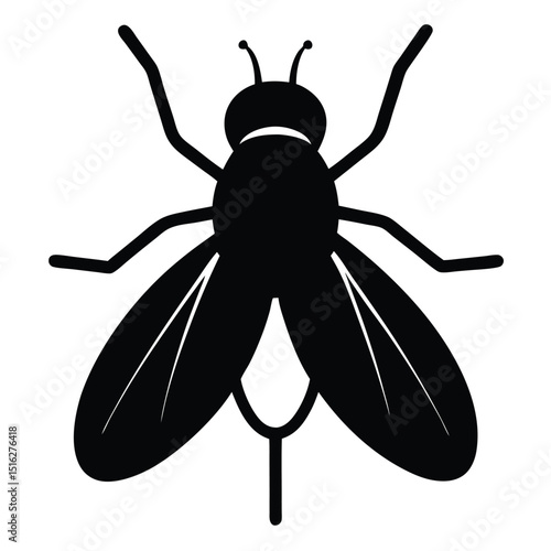 Silhouette of a Fly Insect with Wings, Antennae, and Legs Illustration