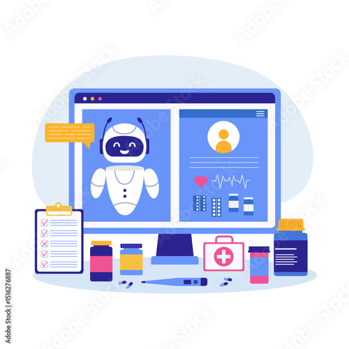 AI online doctor. Ai online medicine concept. Medical consultation with Artificial intelligence.