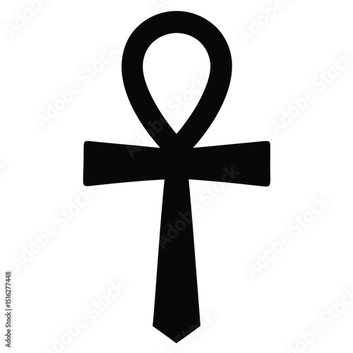 Simple Black Ankh Symbol Isolated on White Background Illustration