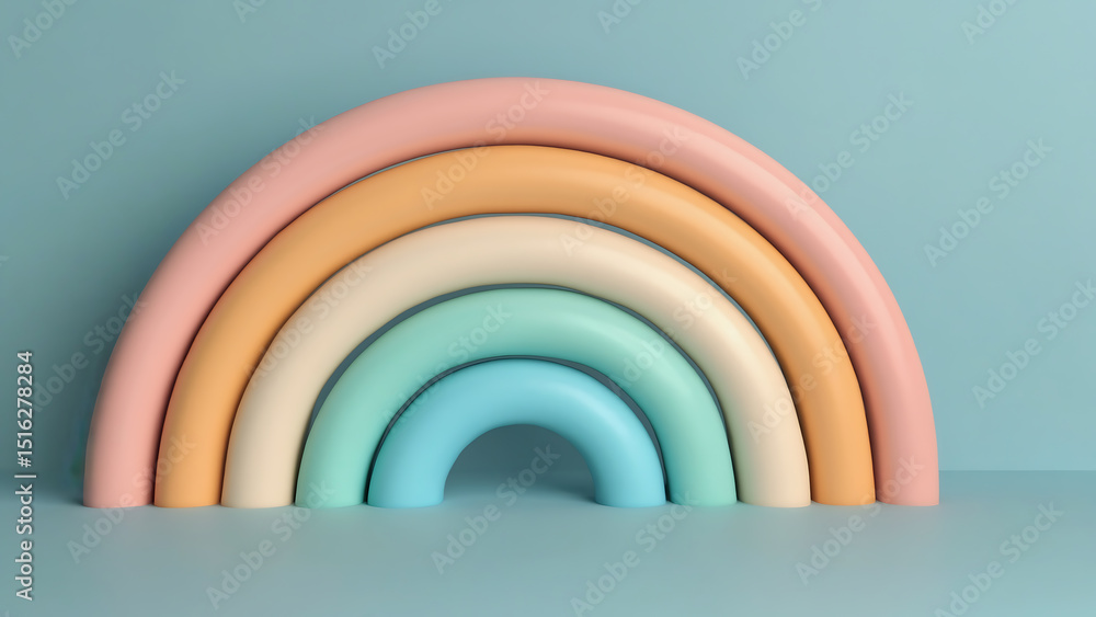 Obraz premium 3D Pastel Rainbow on Blue